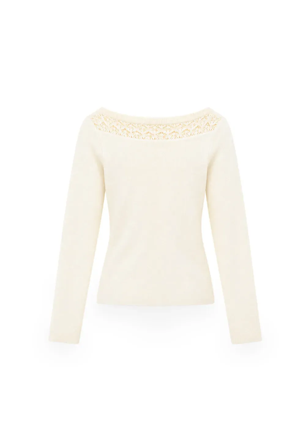Lace Trim Ribbed Neck Knit Sweater