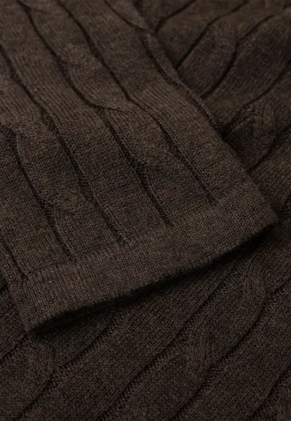 Ribbed Knit Cardigan with Collar and Patch Pockets