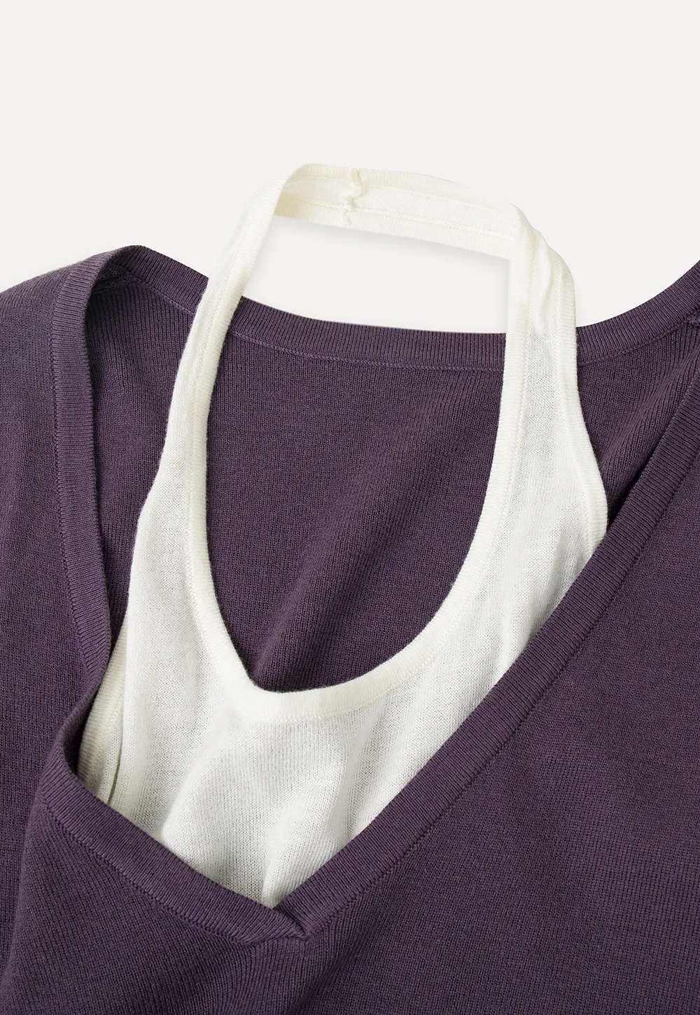 V Neck Cropped Woolen Knit Sweater