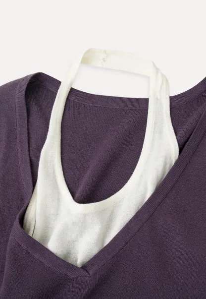 V Neck Cropped Woolen Knit Sweater