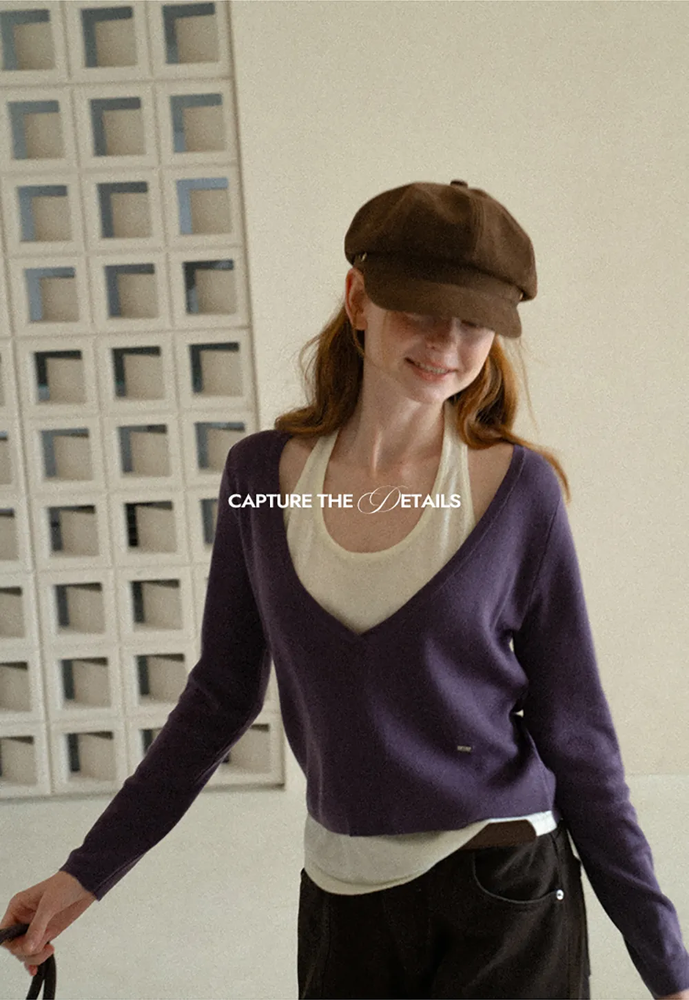 V Neck Cropped Woolen Knit Sweater
