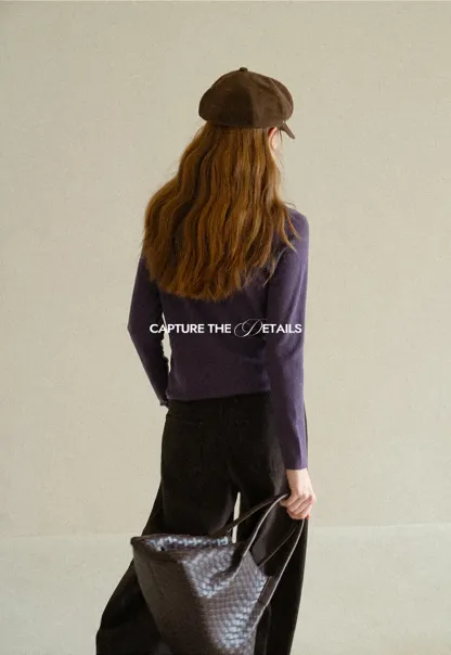 V Neck Cropped Woolen Knit Sweater