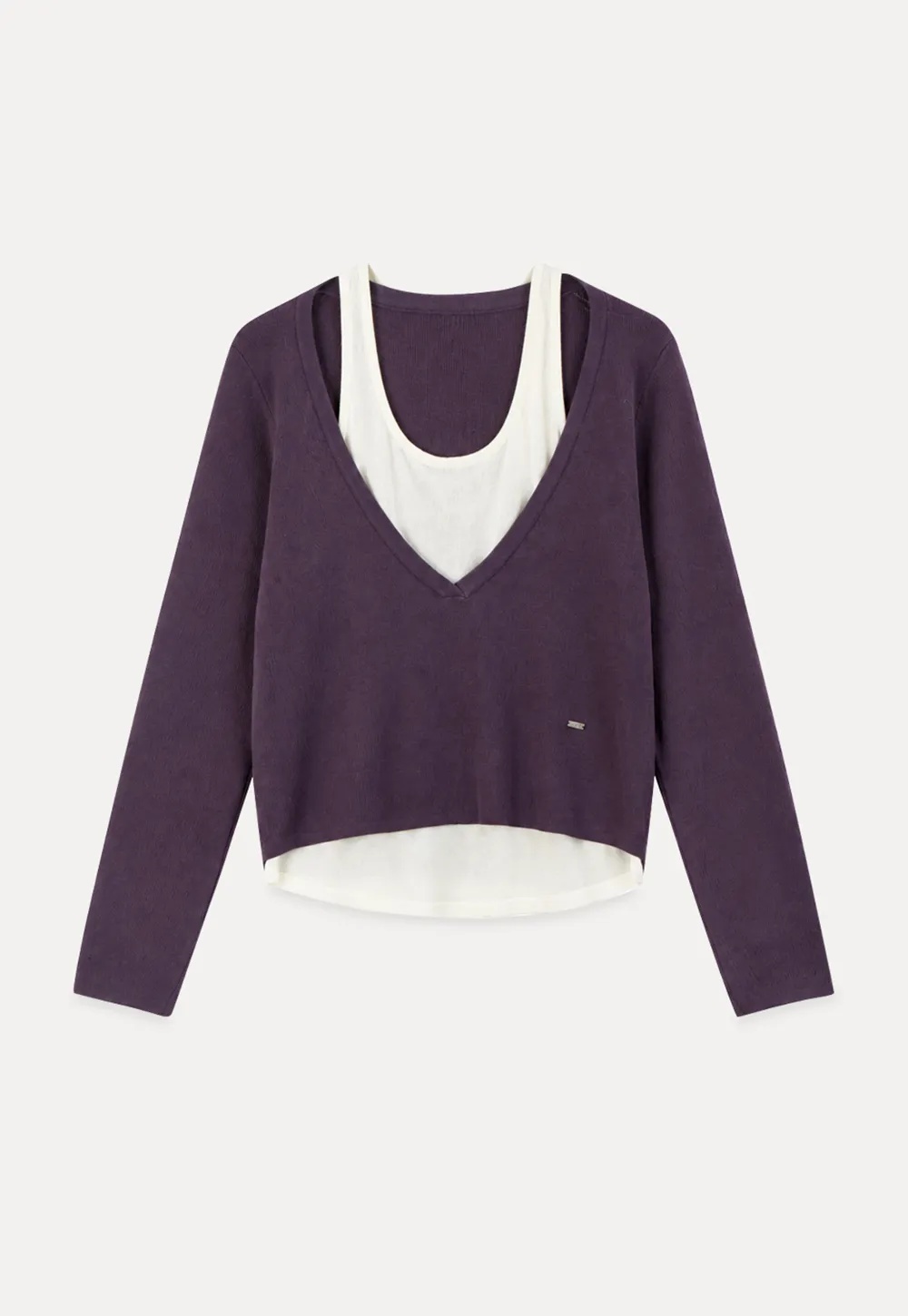 V Neck Cropped Woolen Knit Sweater