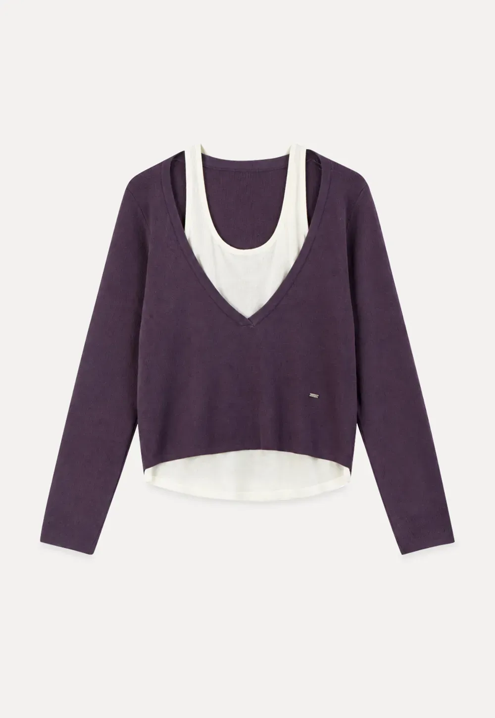 V Neck Cropped Woolen Knit Sweater