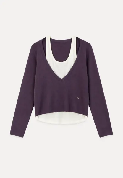 V Neck Cropped Woolen Knit Sweater