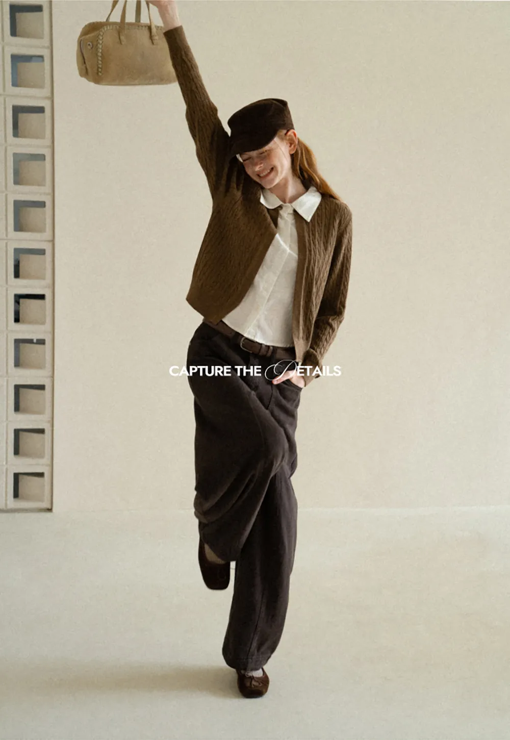 Cable Knit Cardigan with Collar Detail