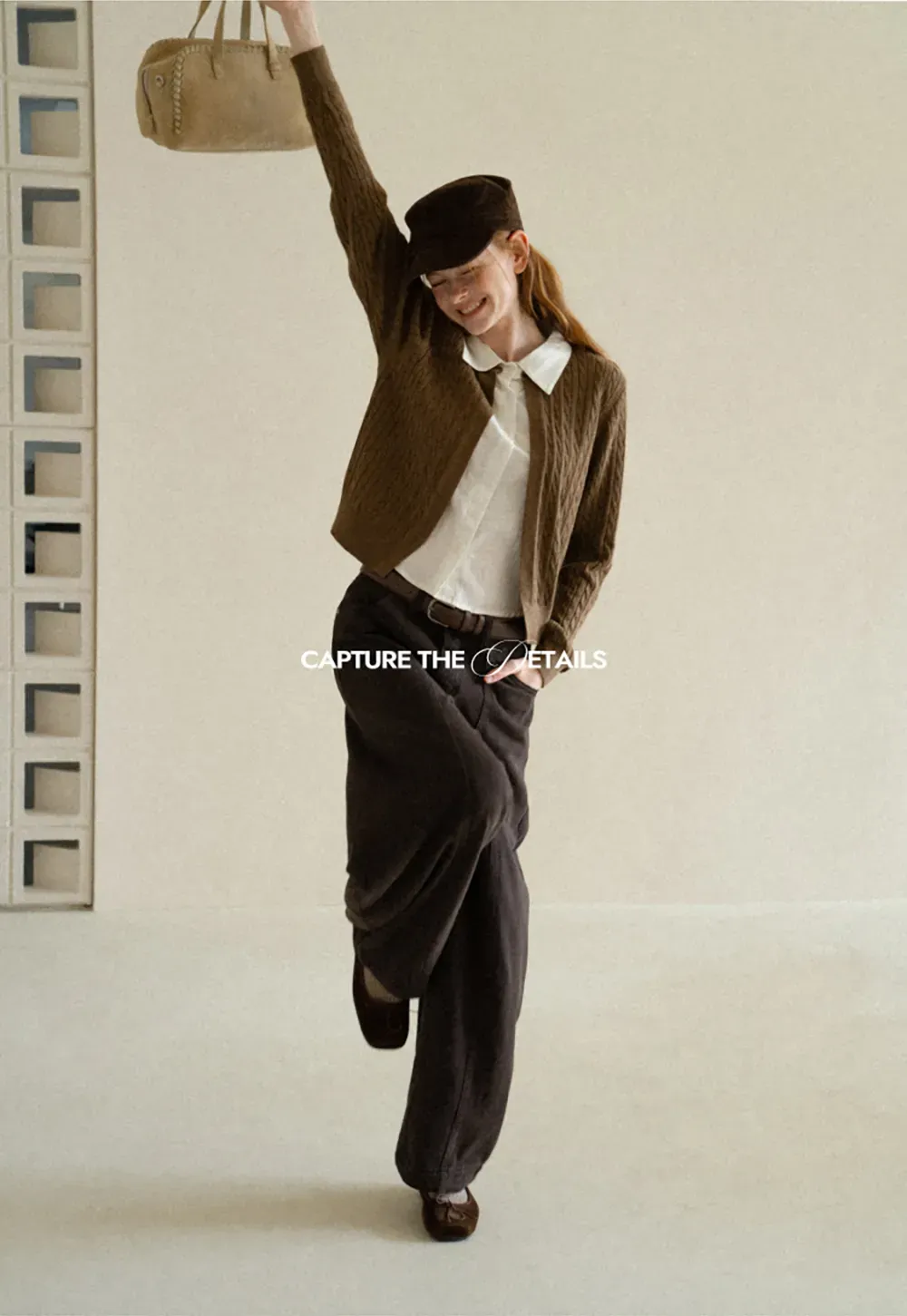 Cable Knit Cardigan with Collar Detail