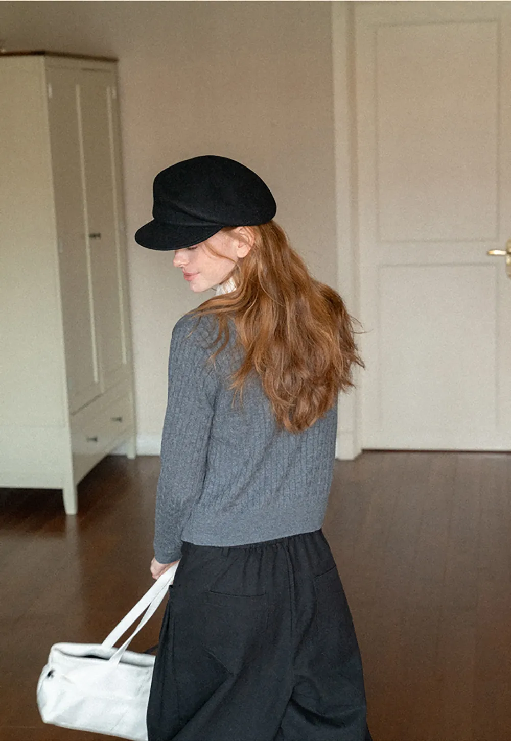 Cable Knit Cardigan with Collar Detail