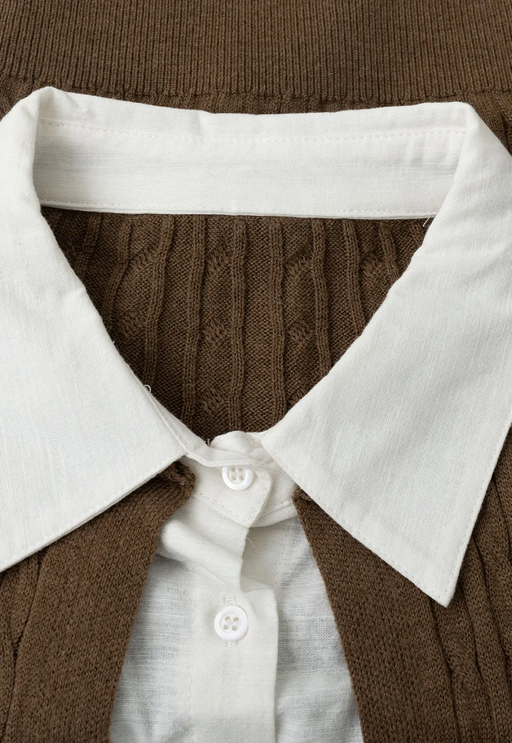 Cable Knit Cardigan with Collar Detail