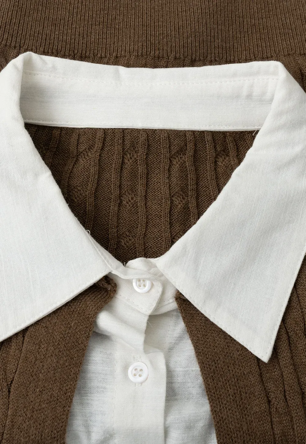 Cable Knit Cardigan with Collar Detail
