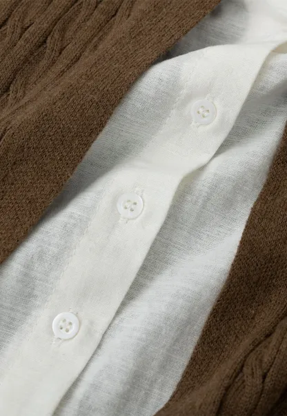 Cable Knit Cardigan with Collar Detail