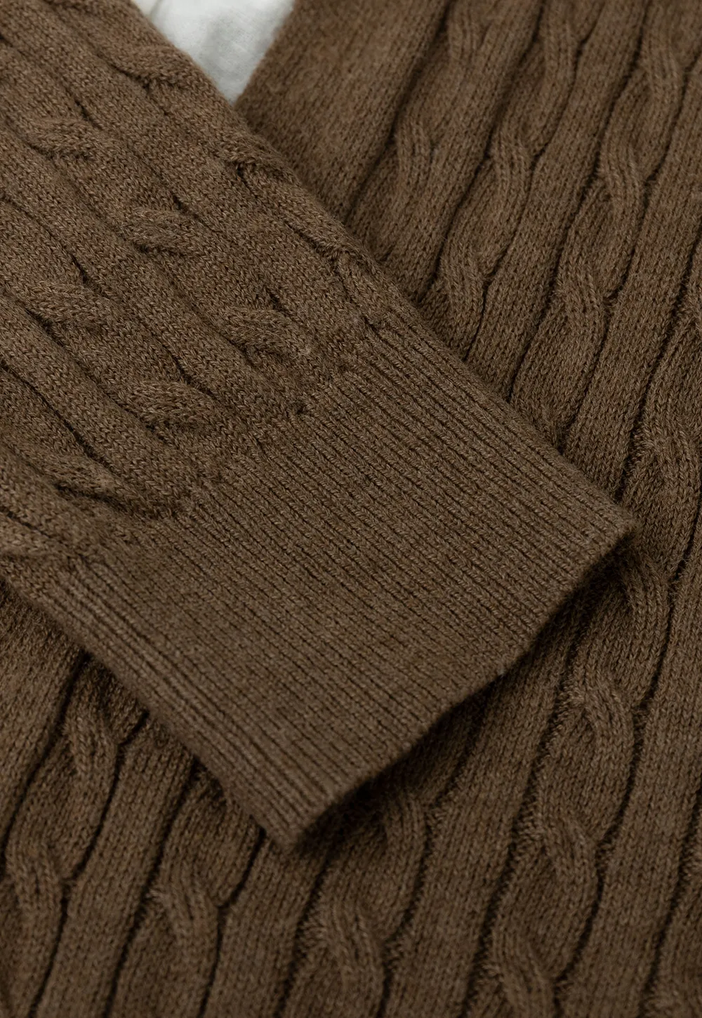 Cable Knit Cardigan with Collar Detail