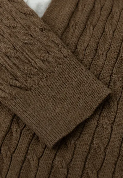 Cable Knit Cardigan with Collar Detail
