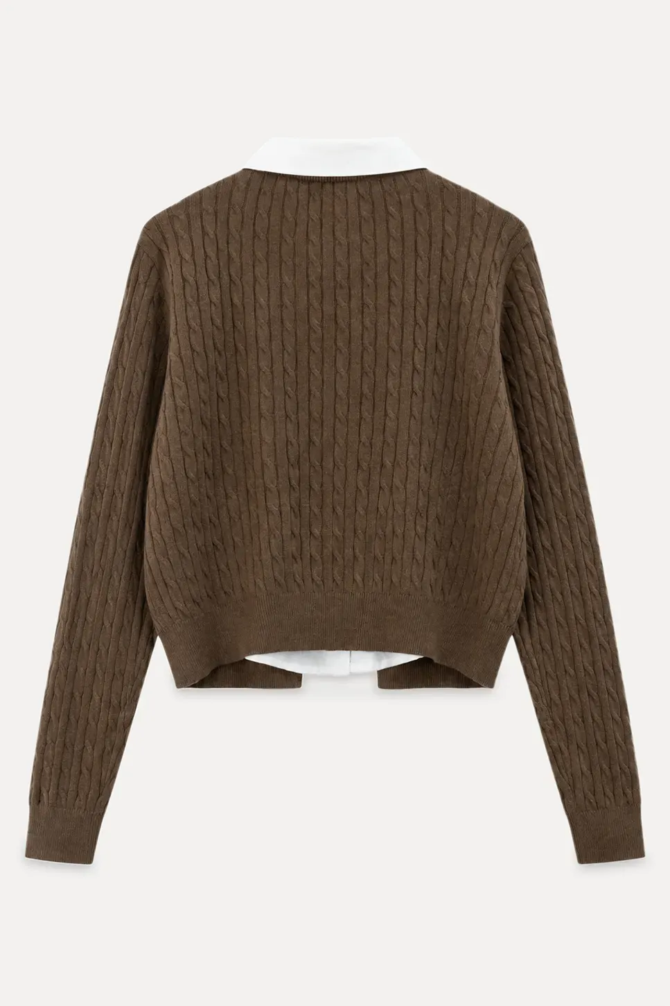Cable Knit Cardigan with Collar Detail