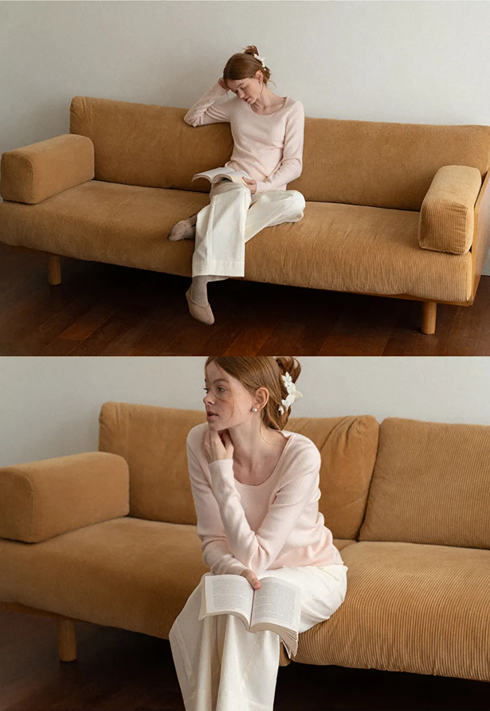 Soft Cashmere Blend Round Neck Long Sleeve Knit Sweater
