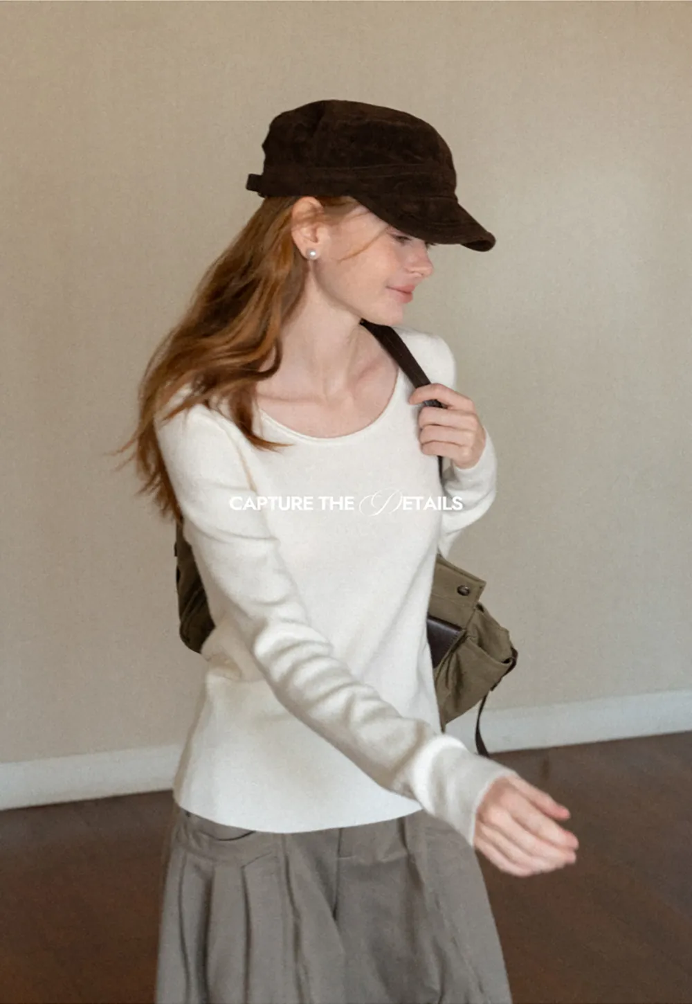 Soft Cashmere Blend Round Neck Long Sleeve Knit Sweater