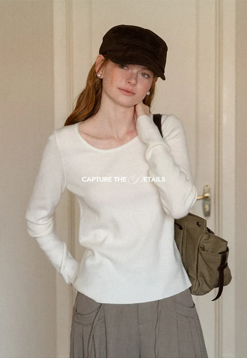 Soft Cashmere Blend Round Neck Long Sleeve Knit Sweater