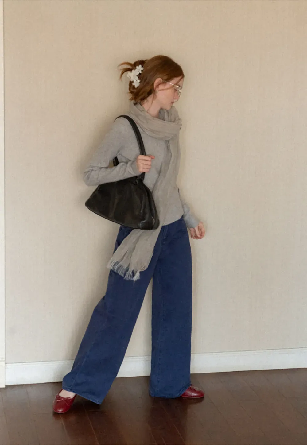Soft Cashmere Blend Round Neck Long Sleeve Knit Sweater