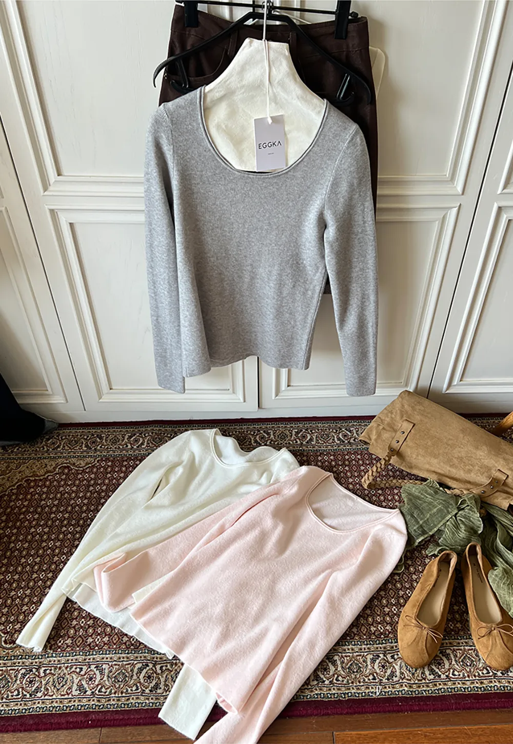 Soft Cashmere Blend Round Neck Long Sleeve Knit Sweater