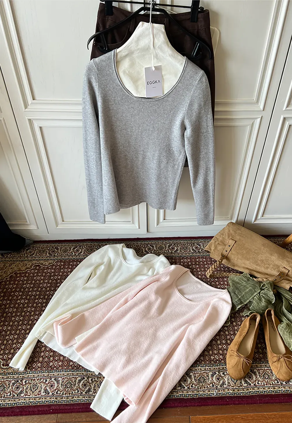 Soft Cashmere Blend Round Neck Long Sleeve Knit Sweater