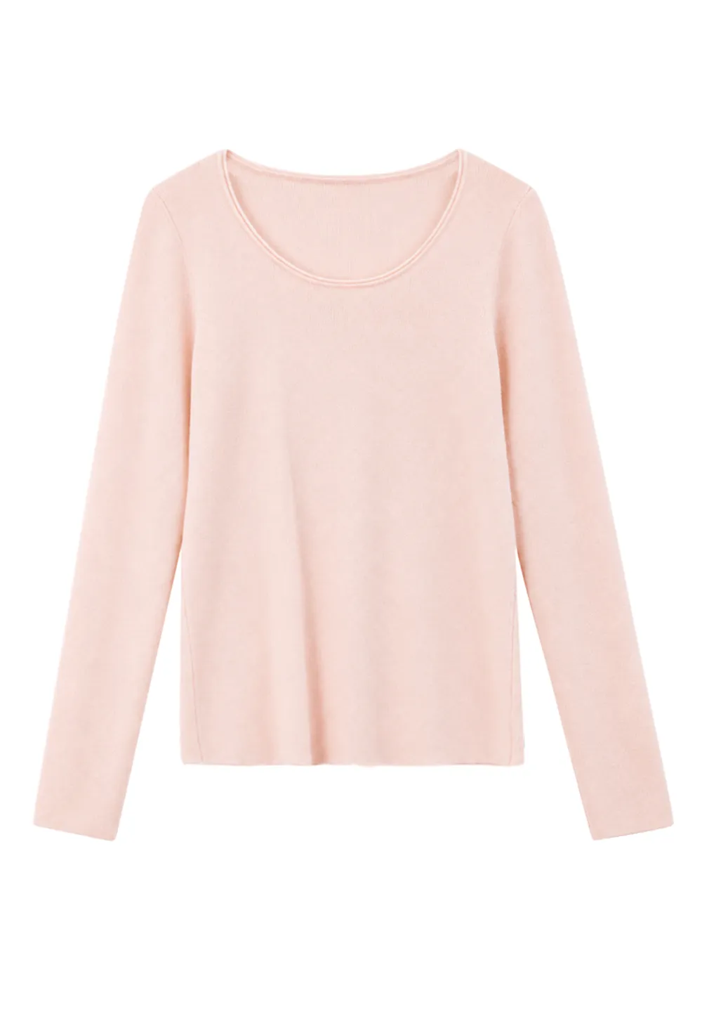 Soft Cashmere Blend Round Neck Long Sleeve Knit Sweater