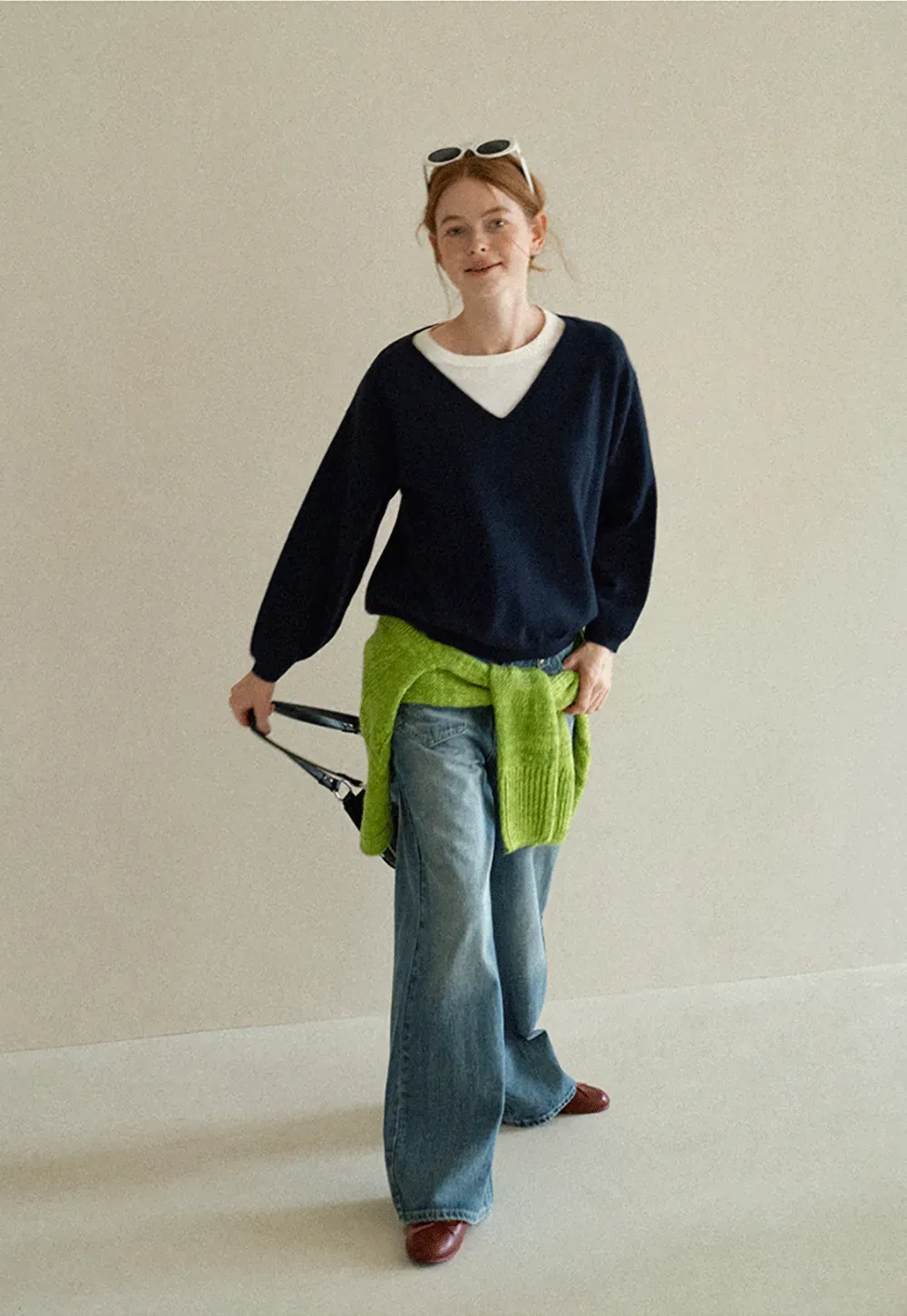 V Neck Oversized Ribbed Knit Sweater