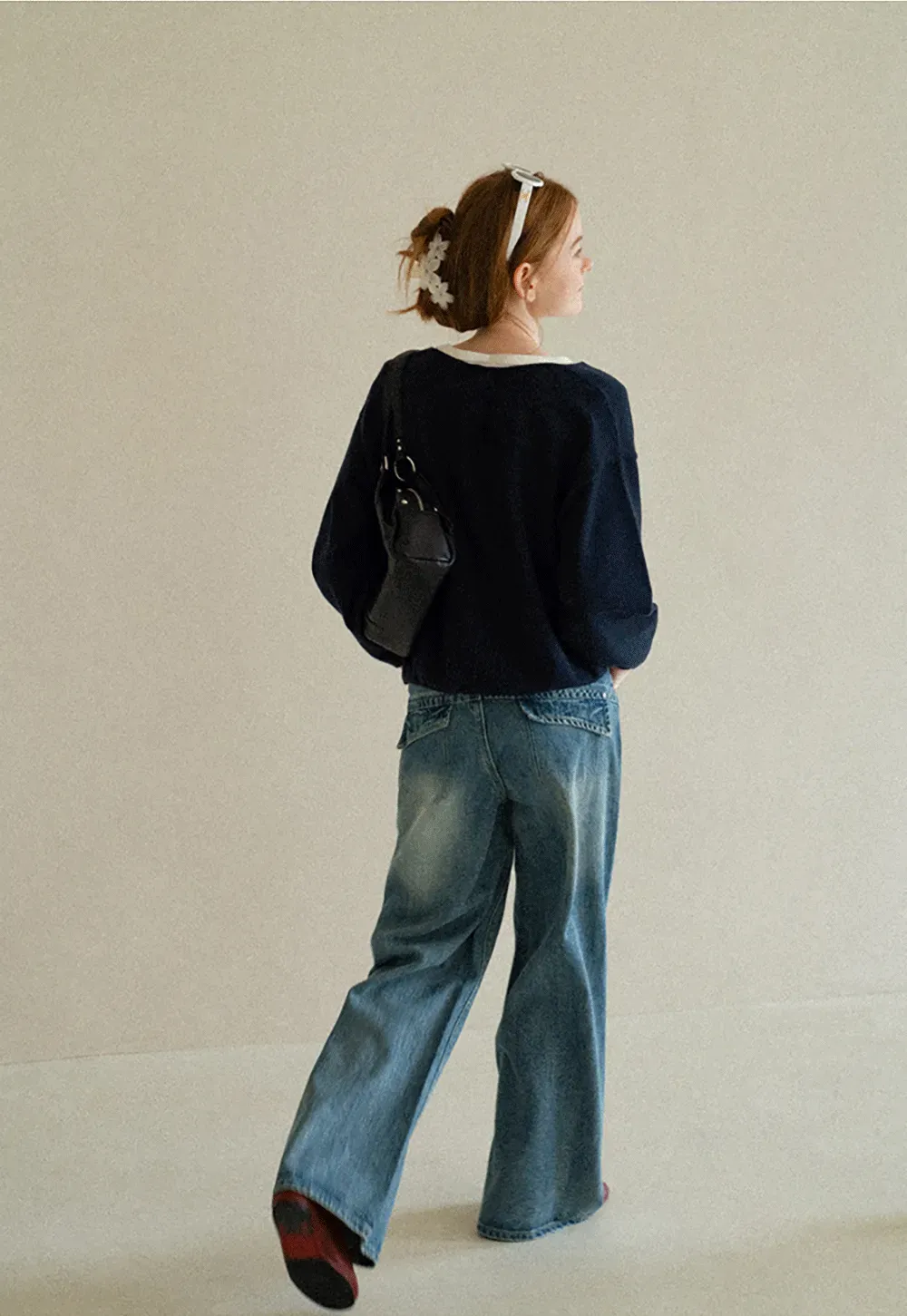V Neck Oversized Ribbed Knit Sweater