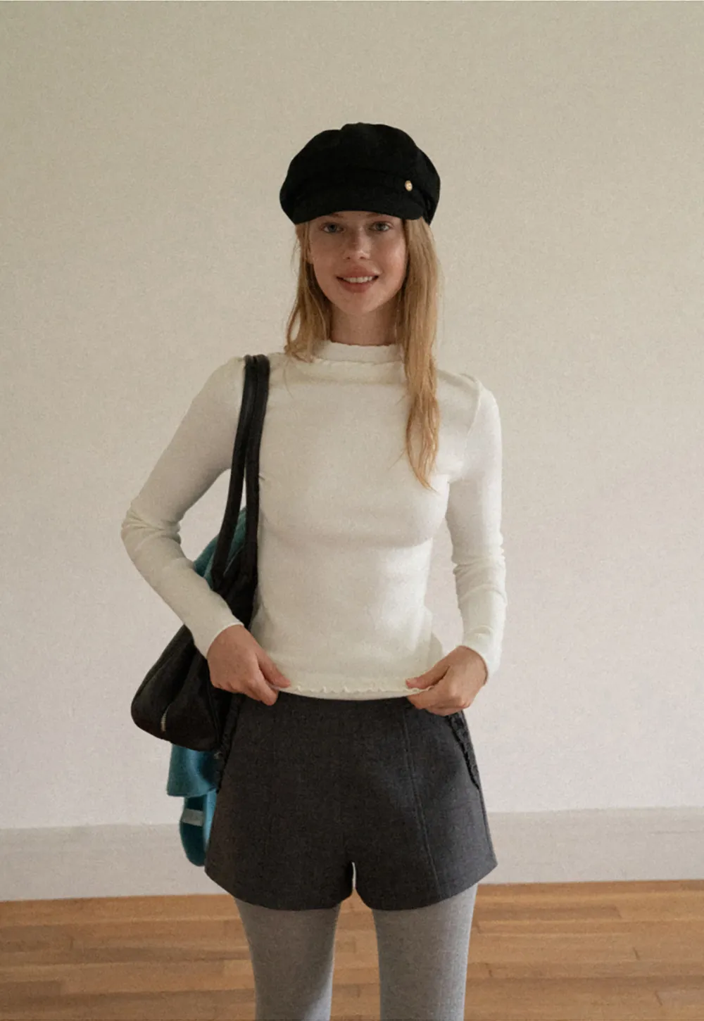 High Neck Ribbed Knit Sweater