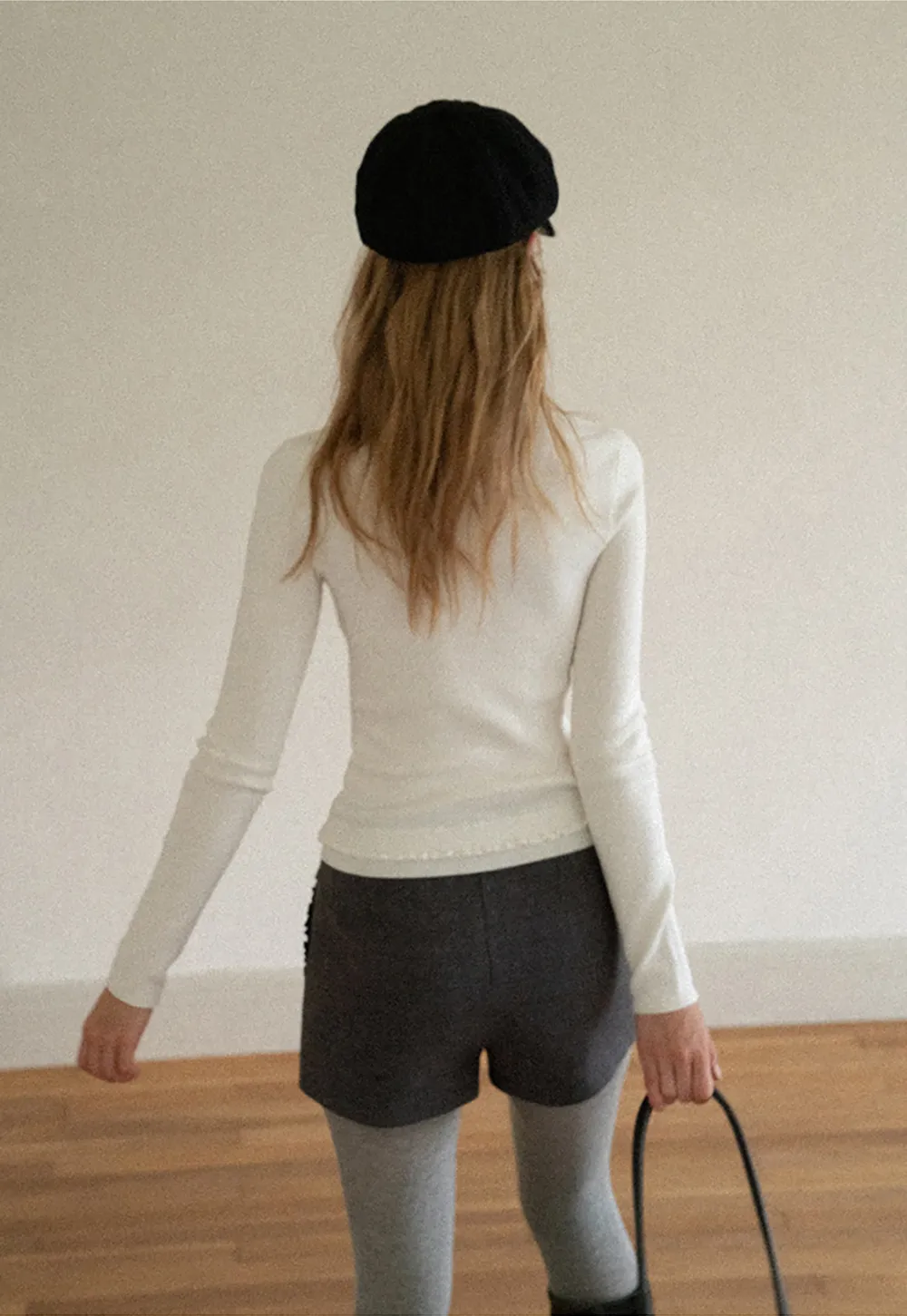 High Neck Ribbed Knit Sweater