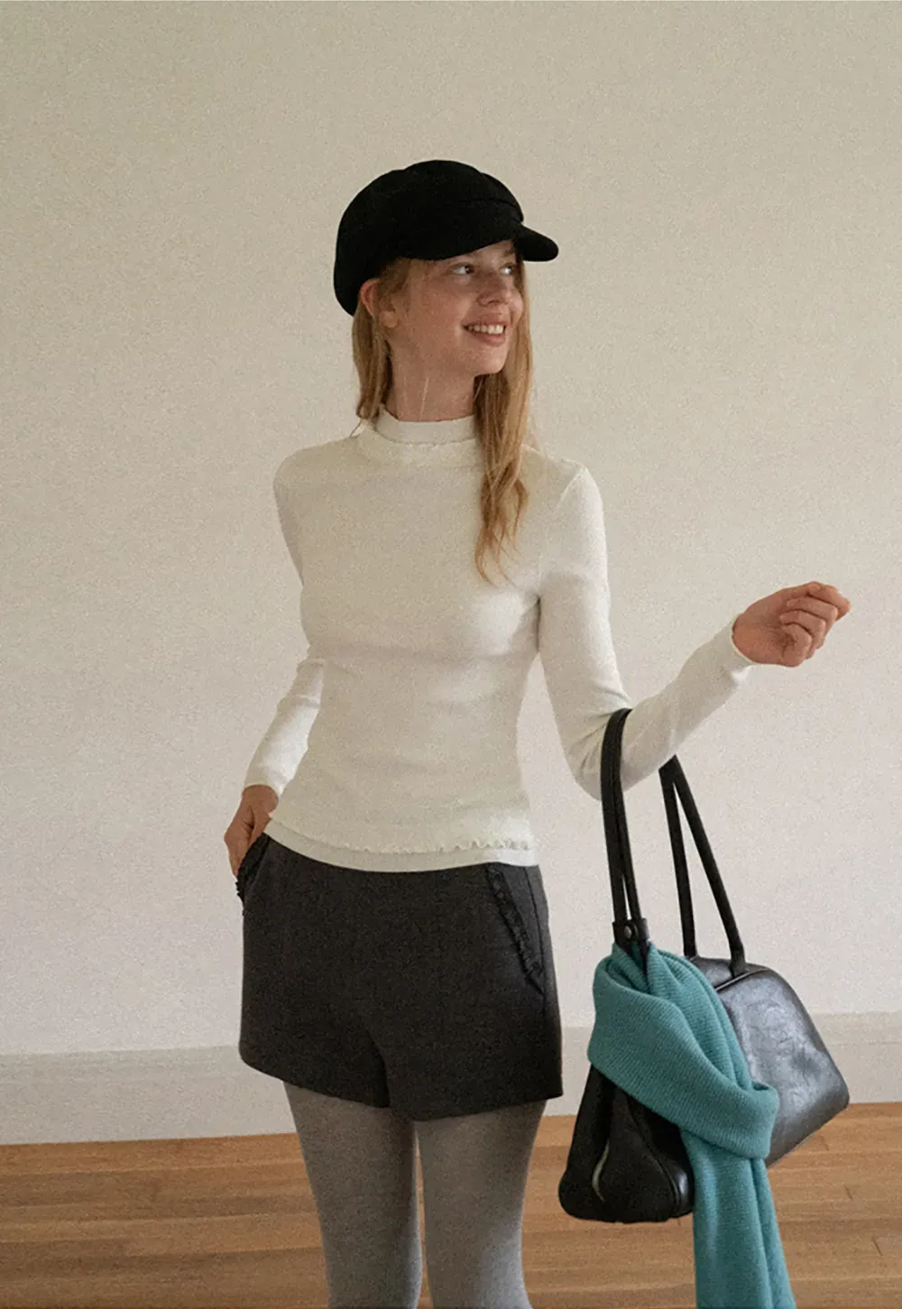 High Neck Ribbed Knit Sweater