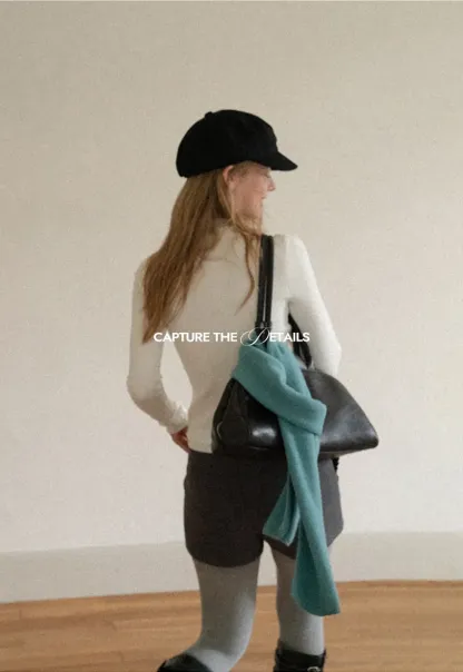 High Neck Ribbed Knit Sweater
