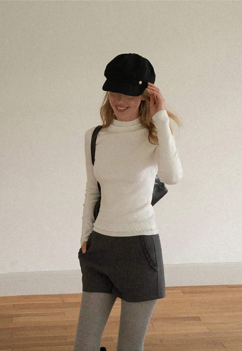 High Neck Ribbed Knit Sweater