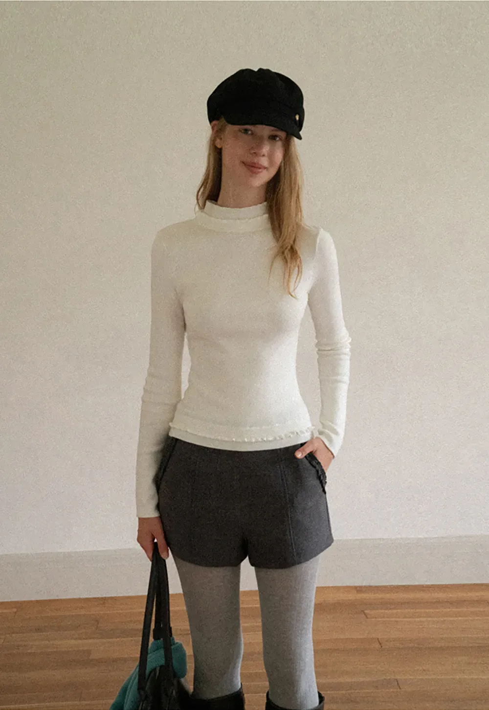 High Neck Ribbed Knit Sweater