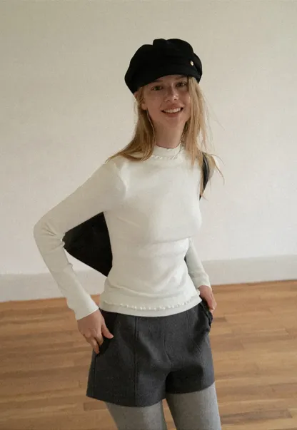High Neck Ribbed Knit Sweater