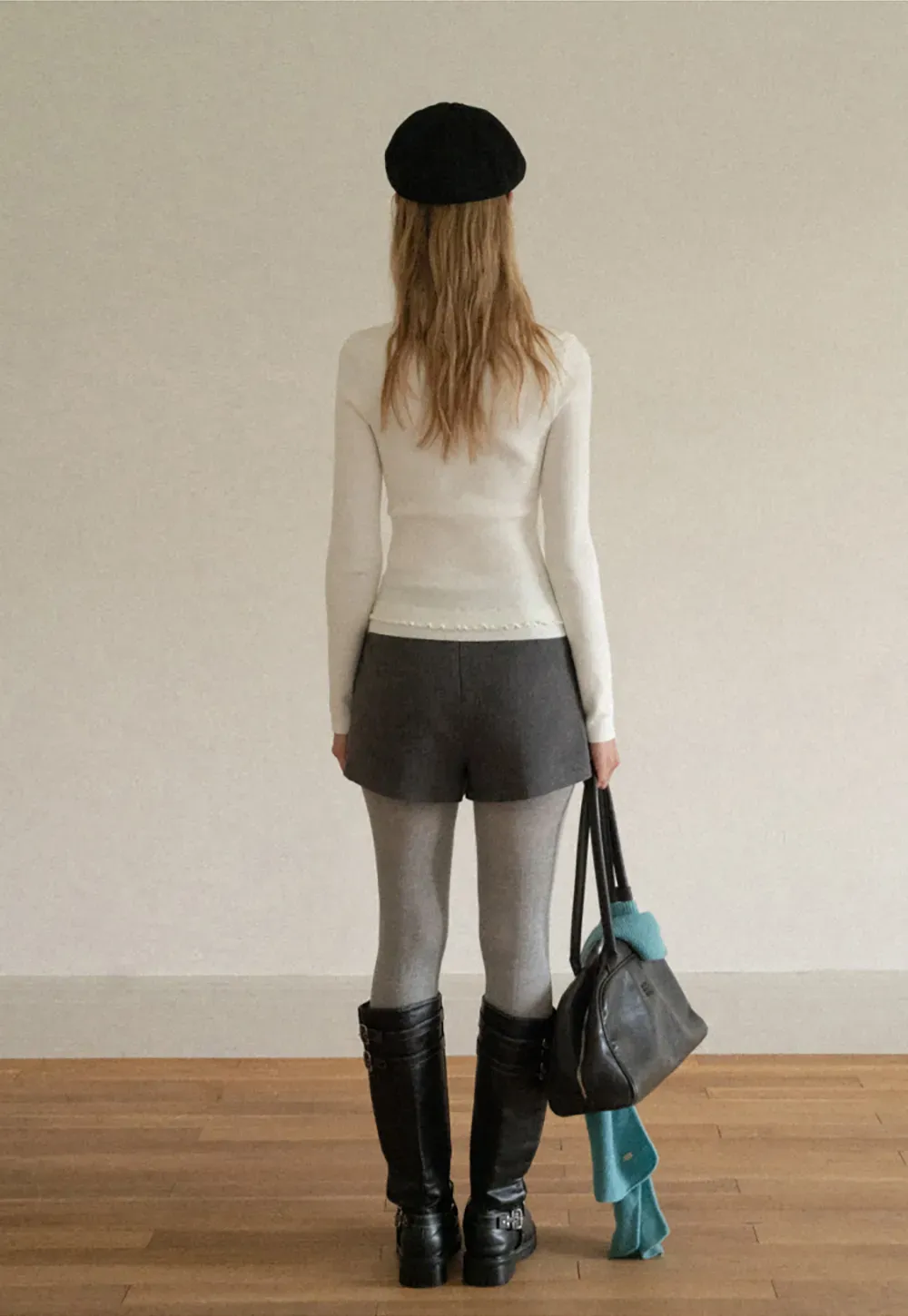 High Neck Ribbed Knit Sweater