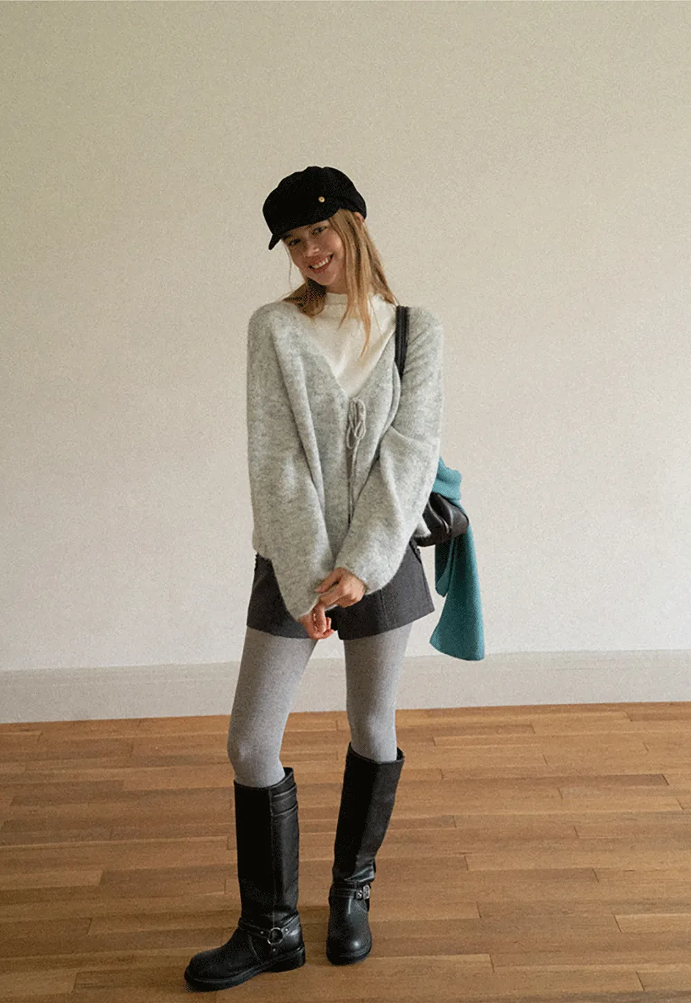 High Neck Ribbed Knit Sweater