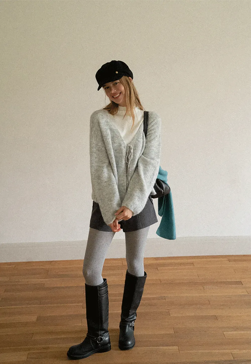 High Neck Ribbed Knit Sweater