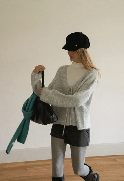 High Neck Ribbed Knit Sweater
