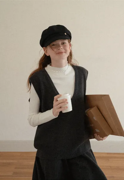 High Neck Ribbed Knit Sweater