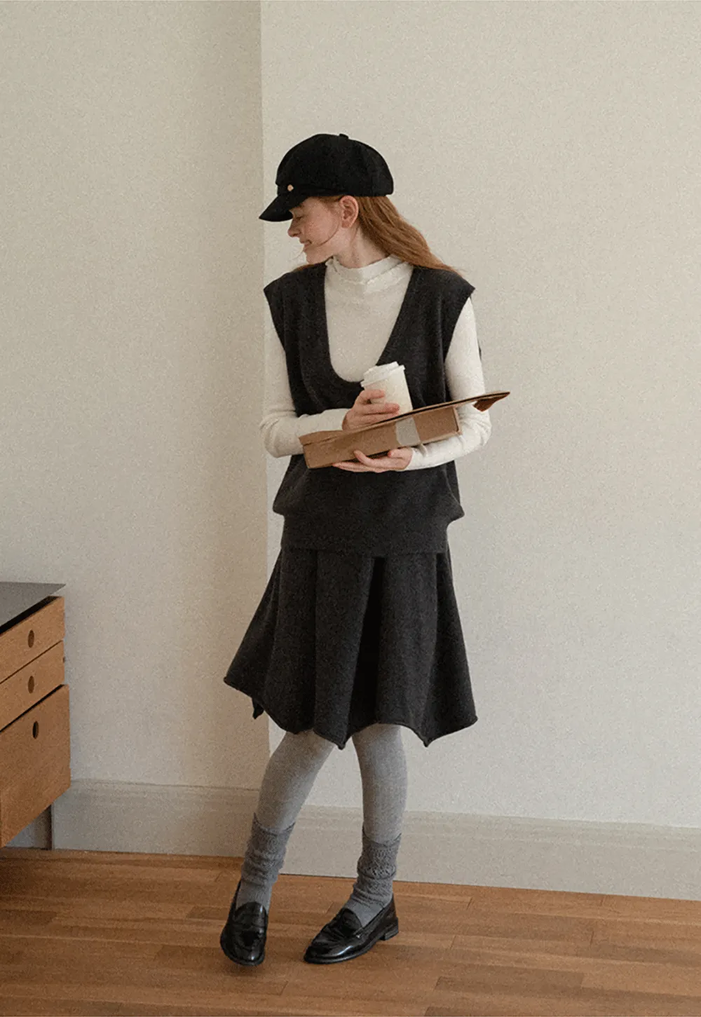High Neck Ribbed Knit Sweater