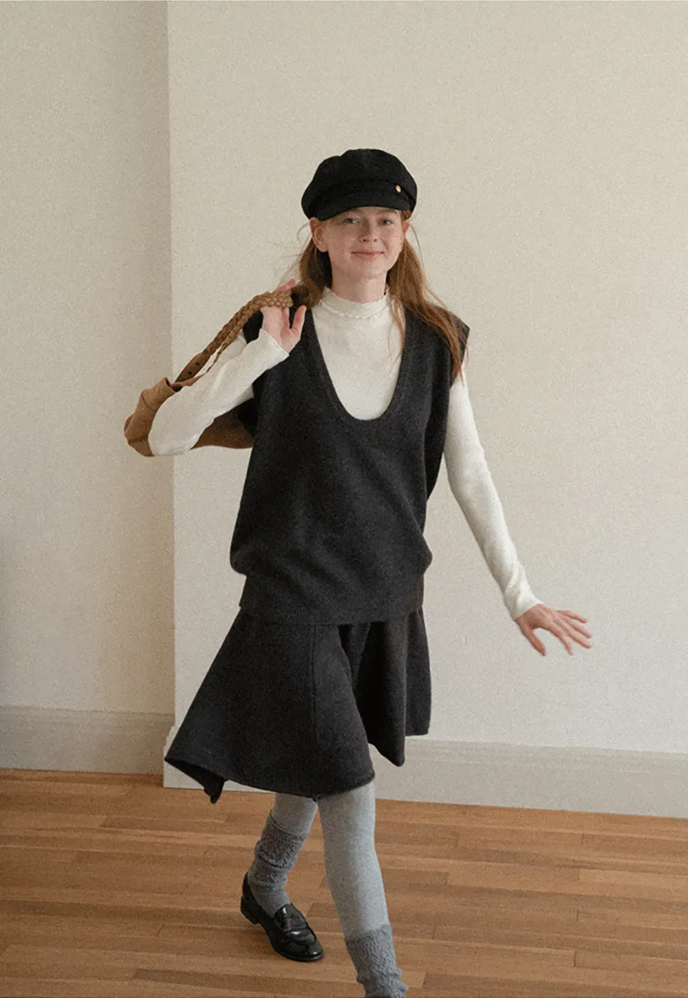 High Neck Ribbed Knit Sweater