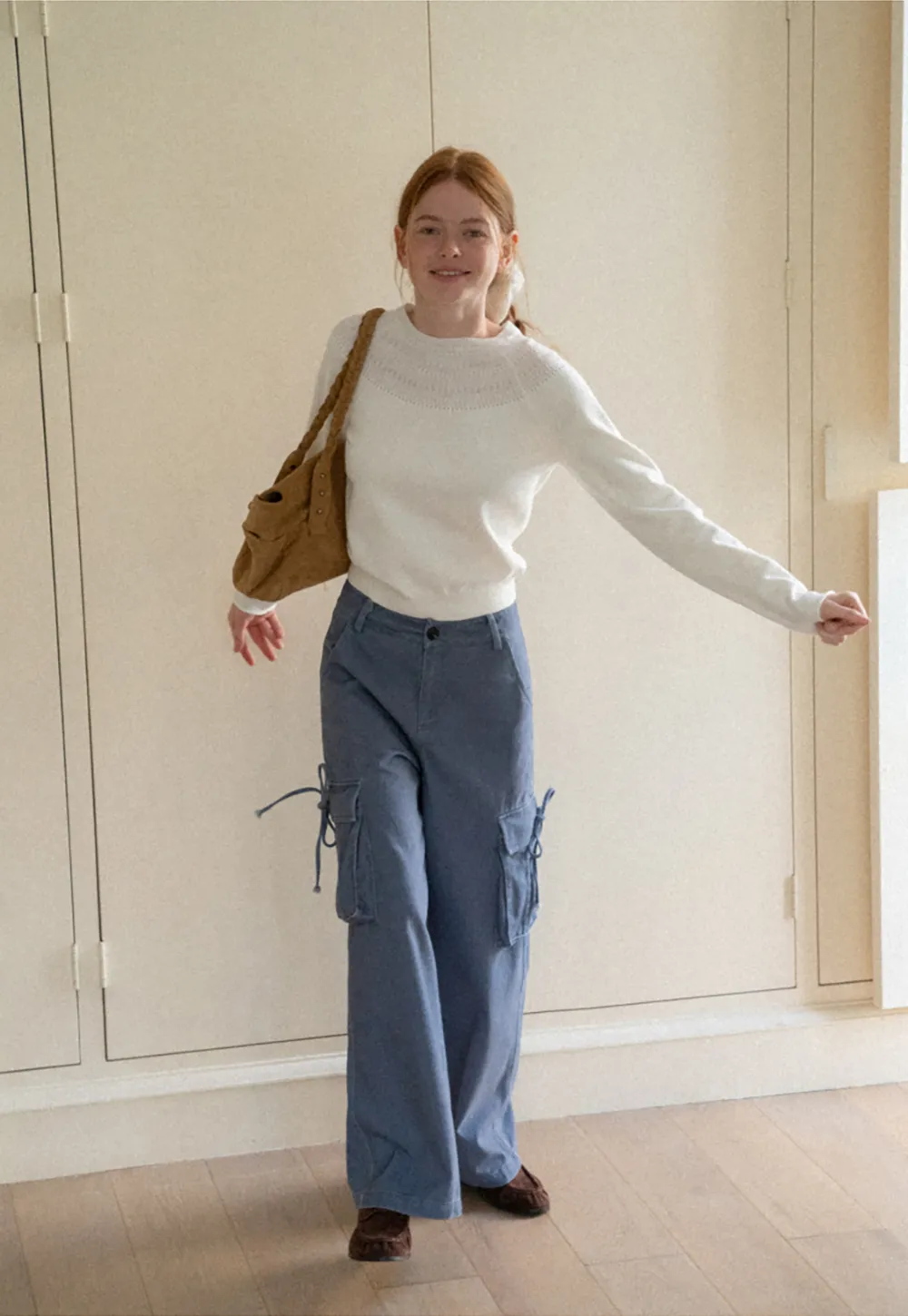 Textured Yoke Detail Woolen Knit Sweater