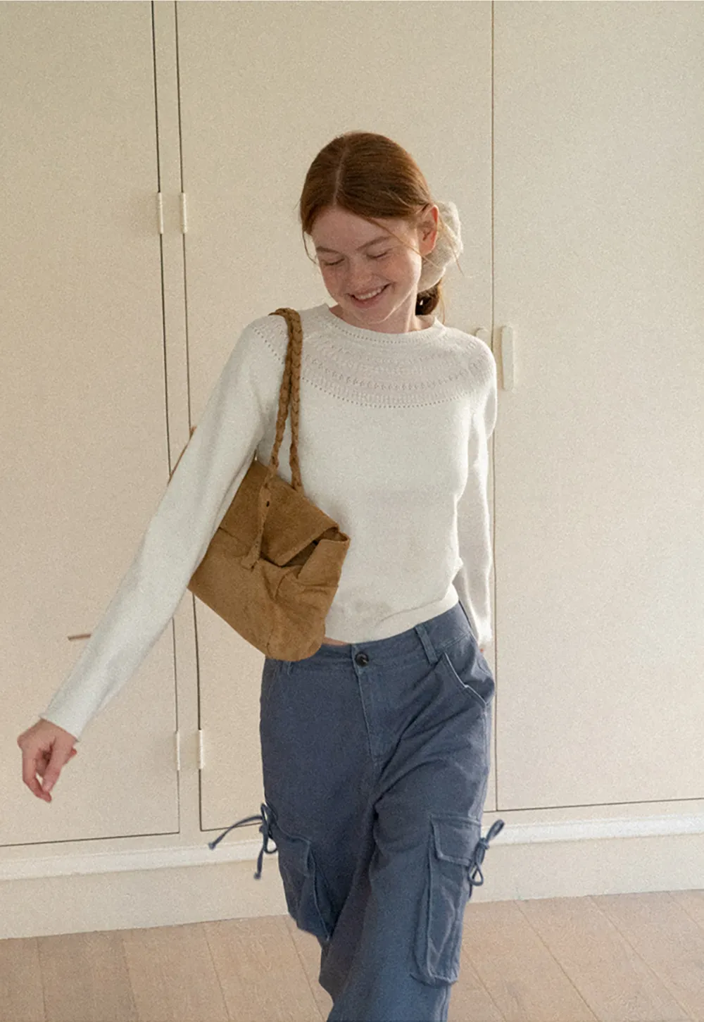 Textured Yoke Detail Woolen Knit Sweater
