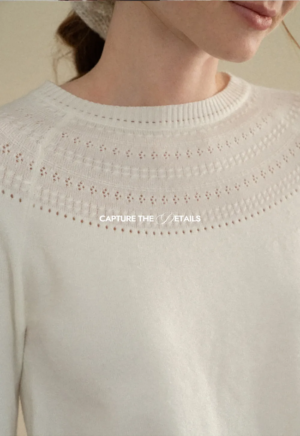 Textured Yoke Detail Woolen Knit Sweater