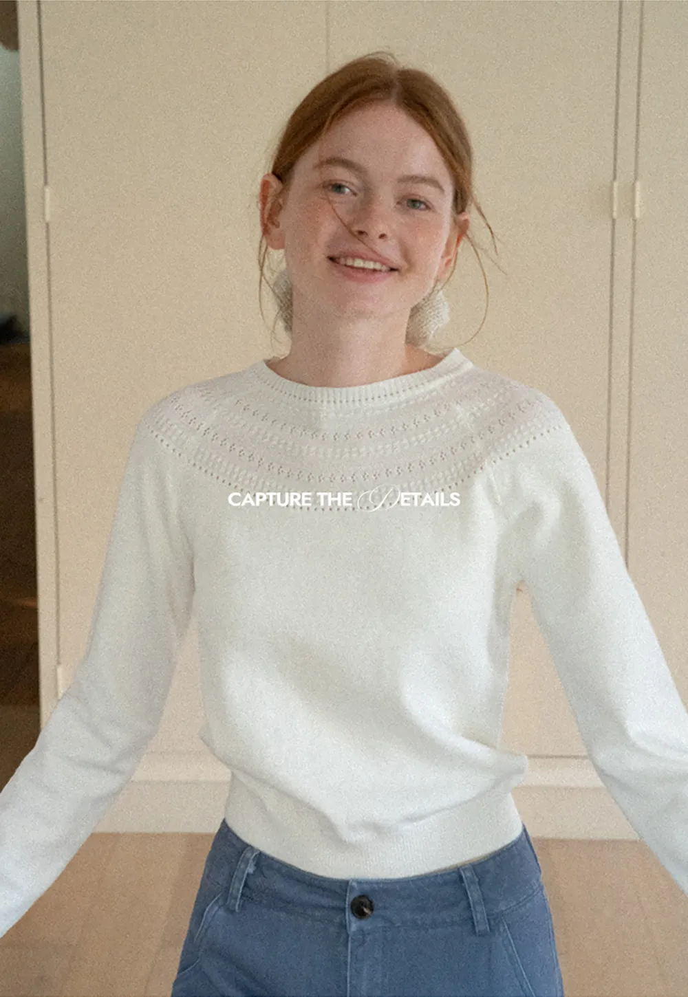 Textured Yoke Detail Woolen Knit Sweater