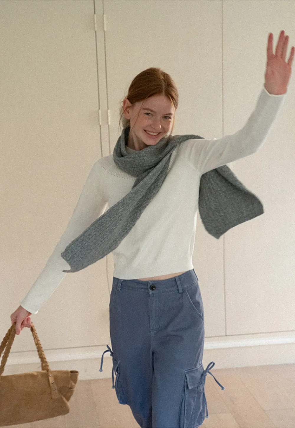 Textured Yoke Detail Woolen Knit Sweater