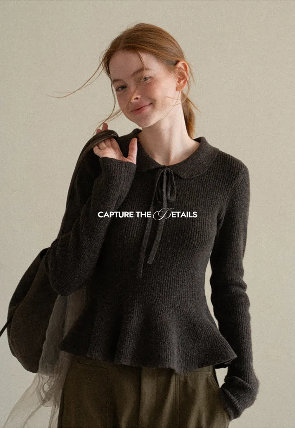 Ribbed Knit Flared Hem Sweater