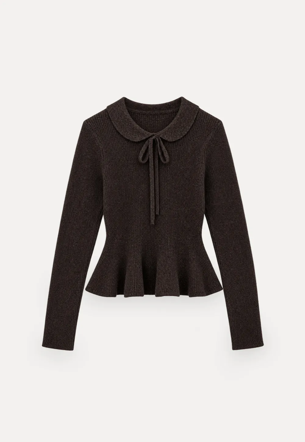 Ribbed Knit Flared Hem Sweater