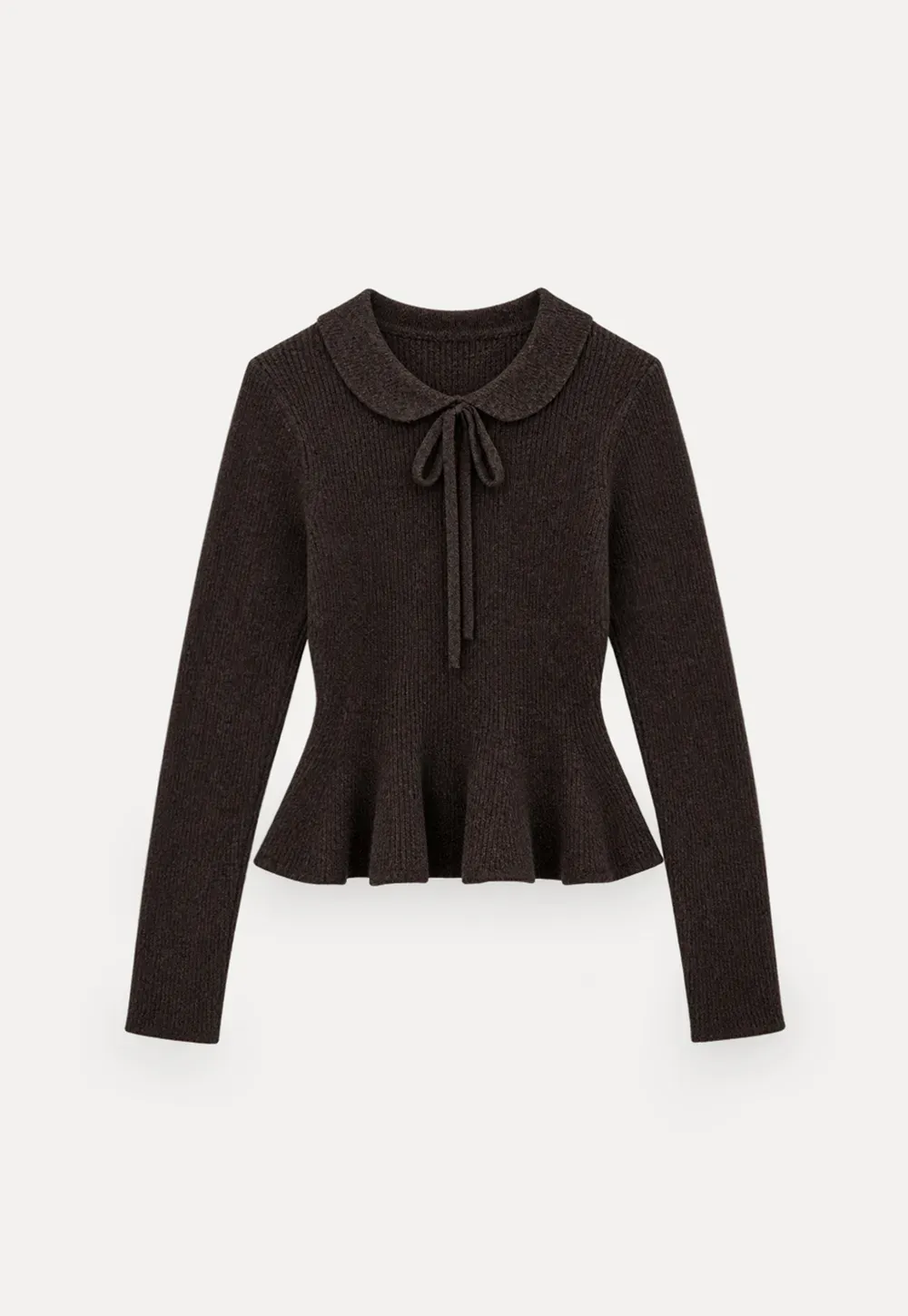 Ribbed Knit Flared Hem Sweater