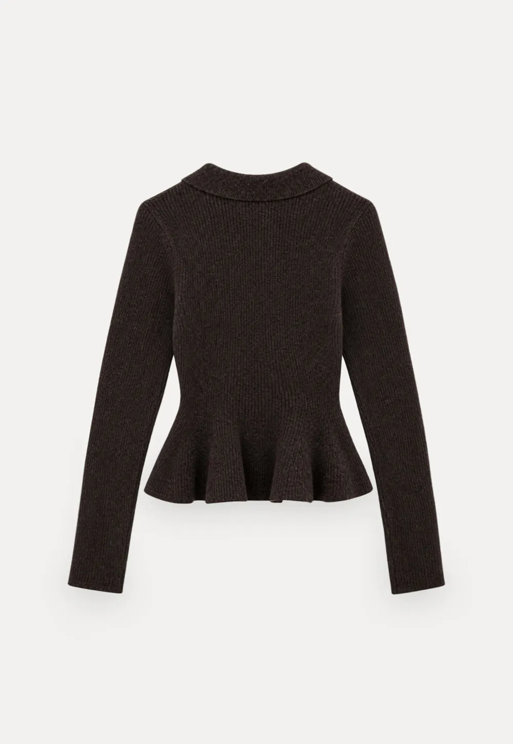 Ribbed Knit Flared Hem Sweater